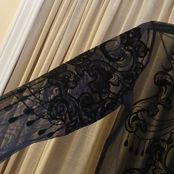 Restyle Goth Black Velvet Mesh Crow Raven Bodysuit Nwt XL - Picture 6 of 7